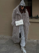 Women’s Fluffy Overcoat in Long Winter Style | Warm Faux Fur Ladies Coat