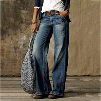 Women’s Wide Leg Jeans in Retro Flared Style | Casual Ladies Denim Pants