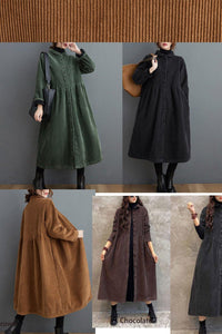 Women’s Corduroy Winter Coat in Long Overcoat Style | Warm Ladies Jacket for Autumn