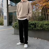 Men’s Polo Collar Sweater | Button Neck Knit | Long Sleeve Top | Autumn Smart Casual Layer