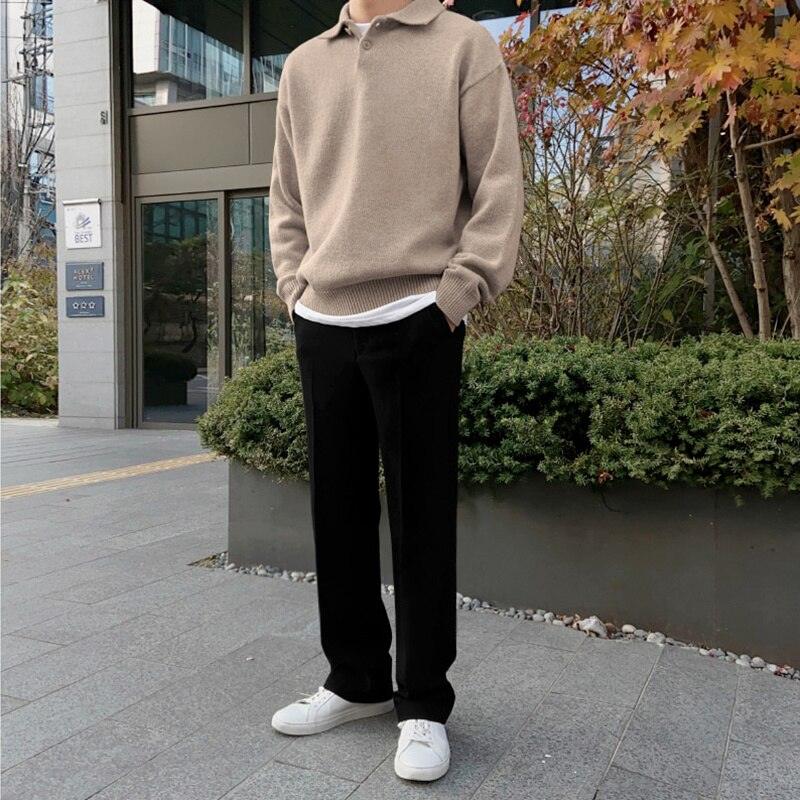 Men’s Polo Collar Sweater | Button Neck Knit | Long Sleeve Top | Autumn Smart Casual Layer