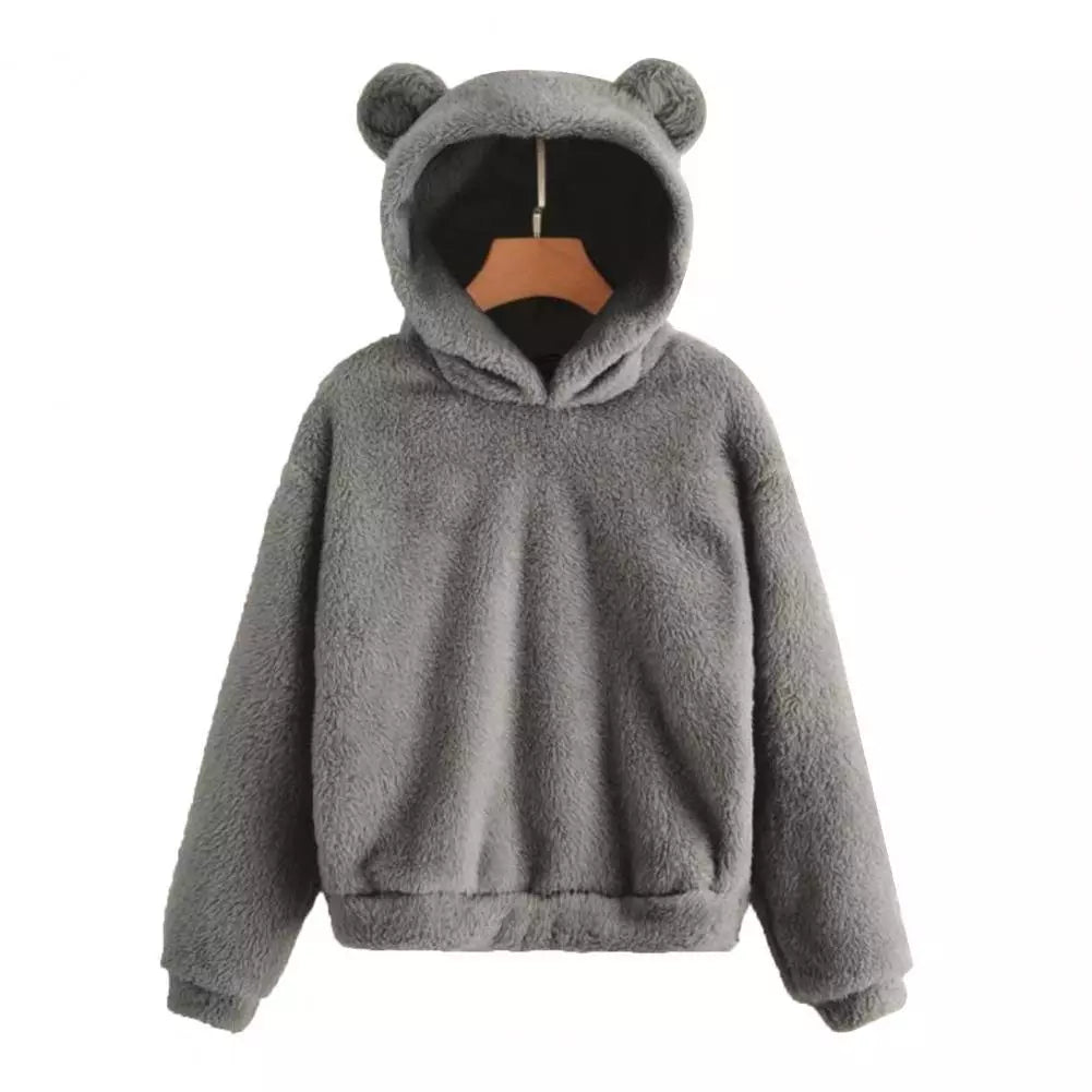 Women’s Fluffy Winter Hoodie with Ears | Cozy Ladies Fleece Jacket