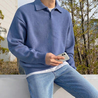 Men’s Polo Collar Sweater | Button Neck Knit | Long Sleeve Top | Autumn Smart Casual Layer