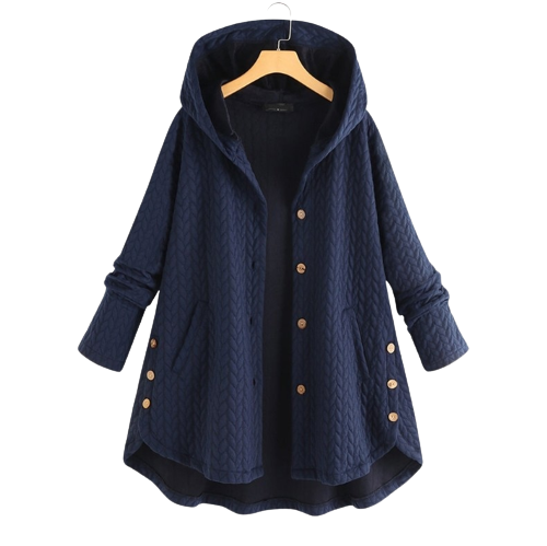 Women’s Winter Jacket with Hood and Button Front | Warm Ladies Coat