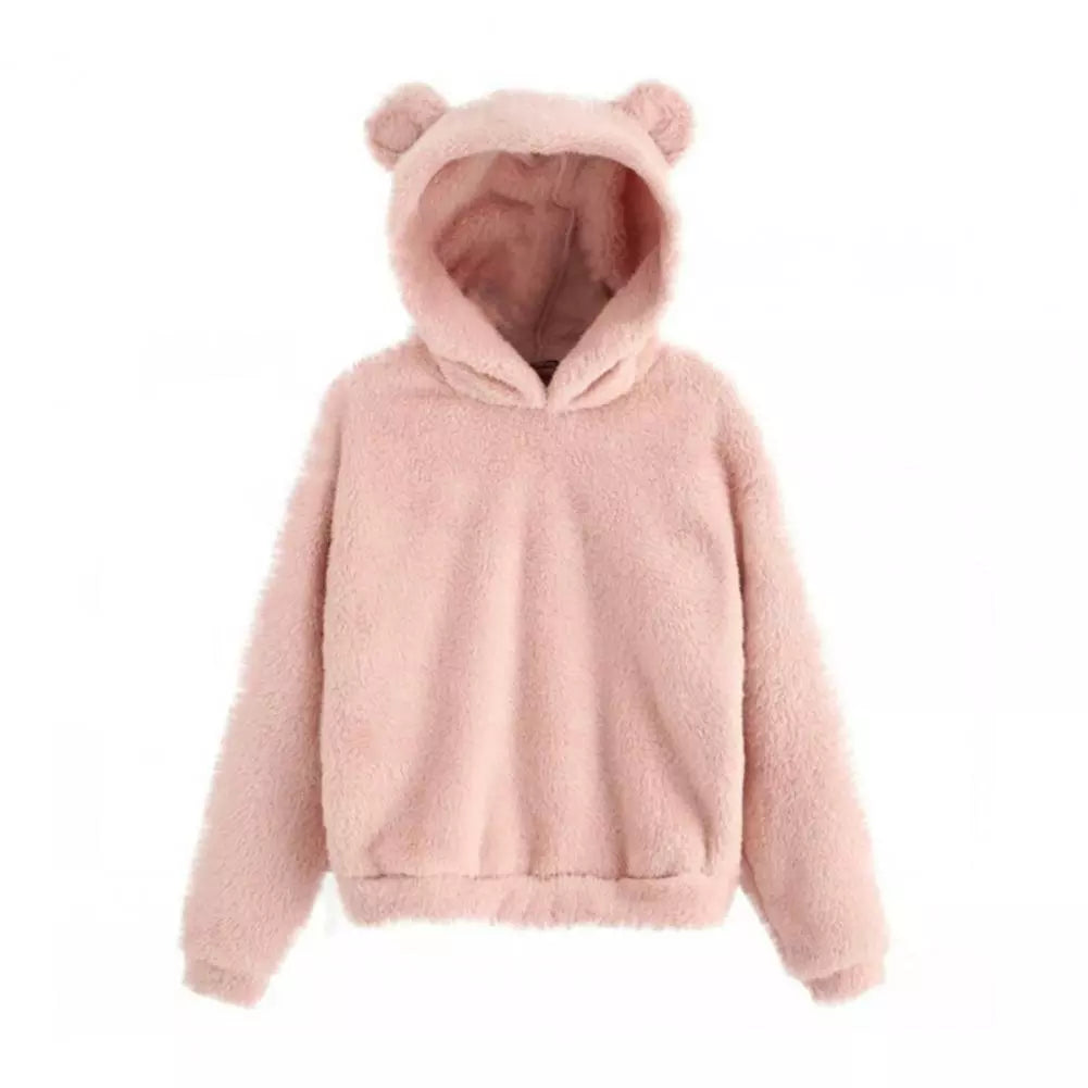 Women’s Fluffy Winter Hoodie with Ears | Cozy Ladies Fleece Jacket