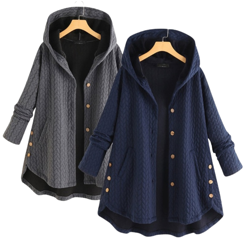 Women’s Winter Jacket with Hood and Button Front | Warm Ladies Coat