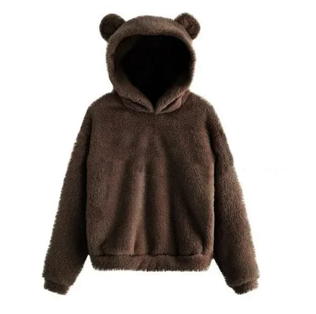 Women’s Fluffy Winter Hoodie with Ears | Cozy Ladies Fleece Jacket