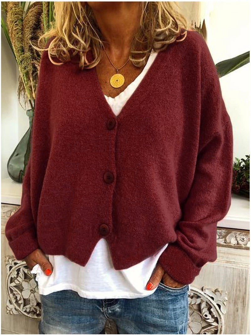 Women’s V-Neck Button Cardigan | Relaxed Fit | Soft Knit Layer | Autumn Ready