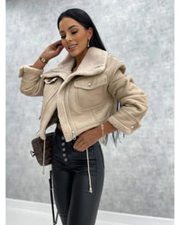 Women’s Short Winter Coat with Shearling Lining | Stylish Ladies Jacket