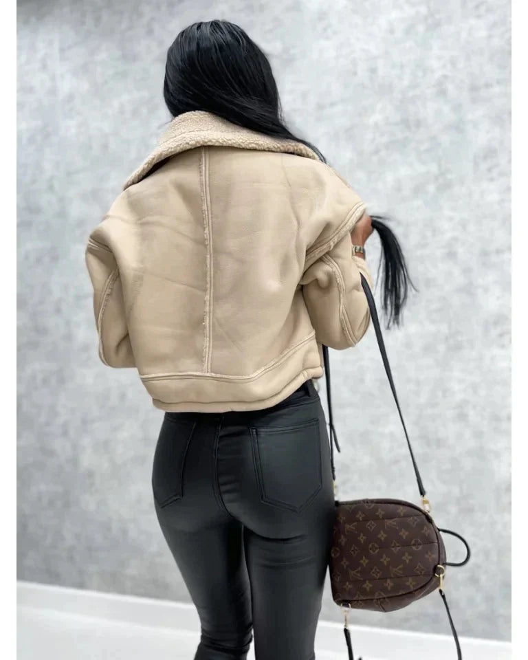 Women’s Short Winter Coat with Shearling Lining | Stylish Ladies Jacket