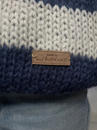 Women’s Striped Knit Jumper | Balloon Sleeves | Relaxed Fit | Cosy Autumn Layer