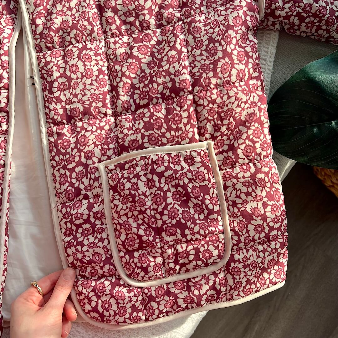 Women’s Quilted Jacket | Floral Print | Lightweight Design | Casual Smart Layer