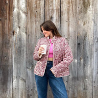 Women’s Quilted Jacket | Floral Print | Lightweight Design | Casual Smart Layer