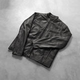 Men’s Black Biker Jacket in Modern Slim Fit | Stylish Leather Look Jacket