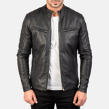 Men’s Black Biker Jacket in Modern Slim Fit | Stylish Leather Look Jacket
