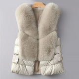 Women’s Faux Fur Cardigan in Winter Coatigan Style | Warm Sleeveless Knitwear