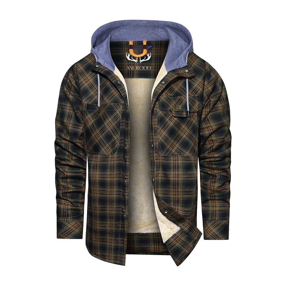 Men’s Lumberjack Hoodie Jacket in Winter Check Style | Warm Casual Coat