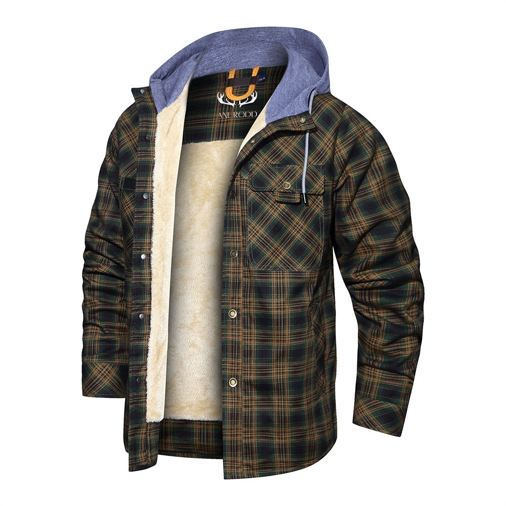 Men’s Lumberjack Hoodie Jacket in Winter Check Style | Warm Casual Coat