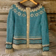 Women’s Cardigan in Icelandic Knit Style | Warm Wool Long Cardigan
