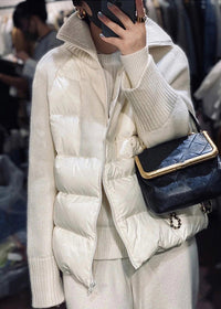 Women’s Grey Turtleneck Sweater | Zip Up Knit Jumper with Patchwork Design
