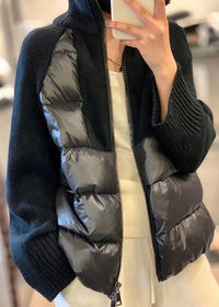 Women’s Grey Turtleneck Sweater | Zip Up Knit Jumper with Patchwork Design