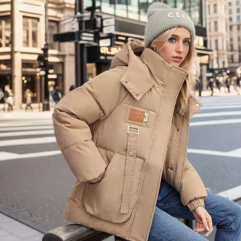 Women’s Waterproof Puffer Jacket with Hood in Quilted Winter Style | Warm Ladies Winter Coat
