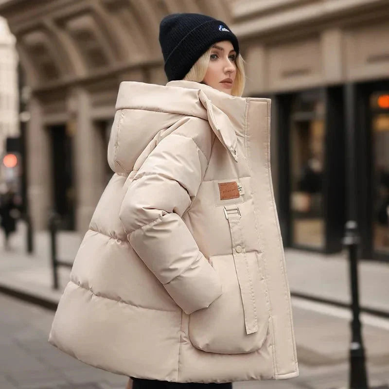 Women’s Waterproof Puffer Jacket with Hood in Quilted Winter Style | Warm Ladies Winter Coat