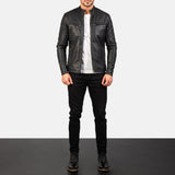 Men’s Black Biker Jacket in Modern Slim Fit | Stylish Leather Look Jacket