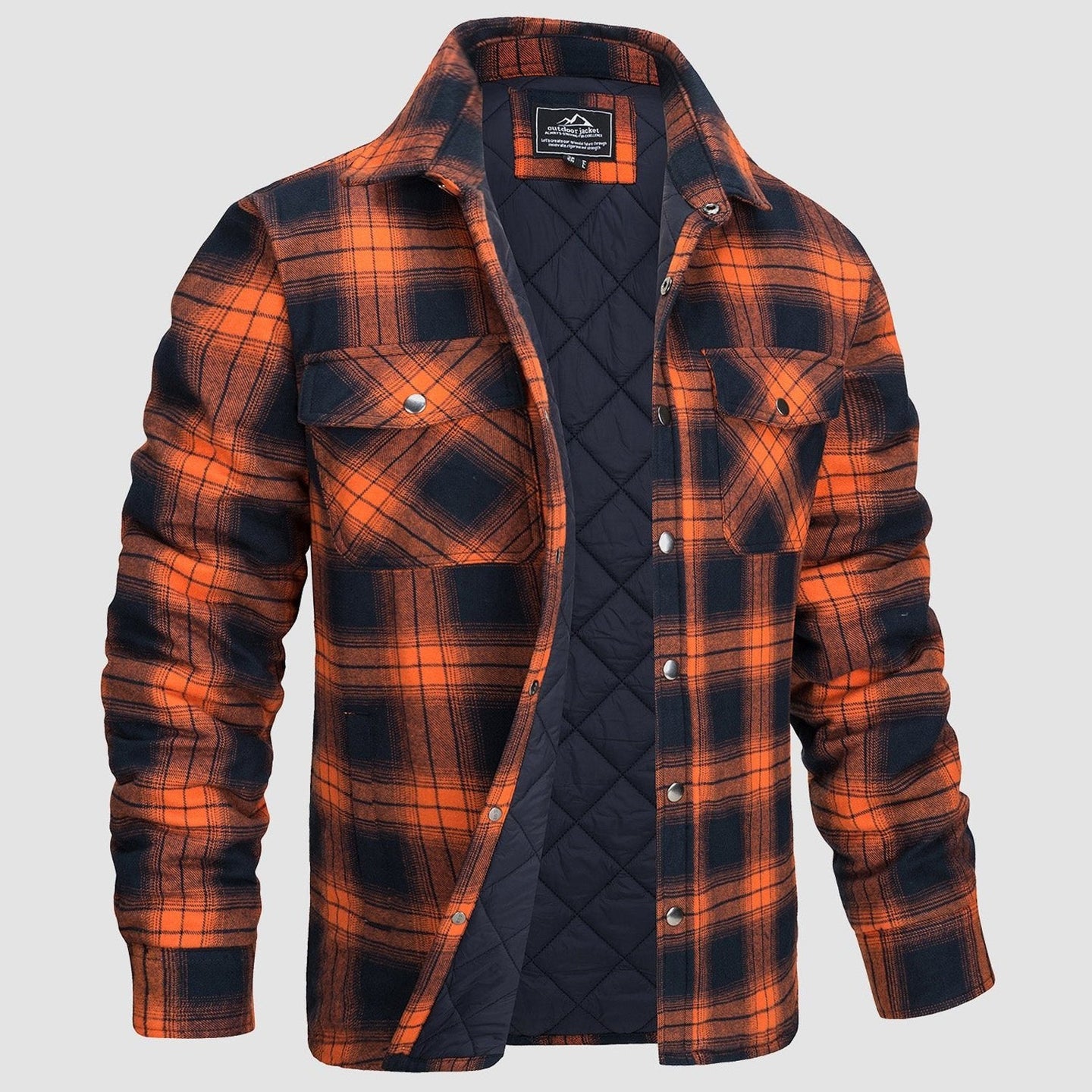 Men’s Quilted Flannel Jacket in Padded Casual Fit | Warm All-Season Shirt Coat