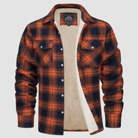 Men’s Fleece Lined Plaid Jacket in Cotton Shirt Style | Warm Winter Casual Coat