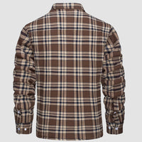 Men’s Fleece Lined Plaid Jacket in Cotton Shirt Style | Warm Winter Casual Coat