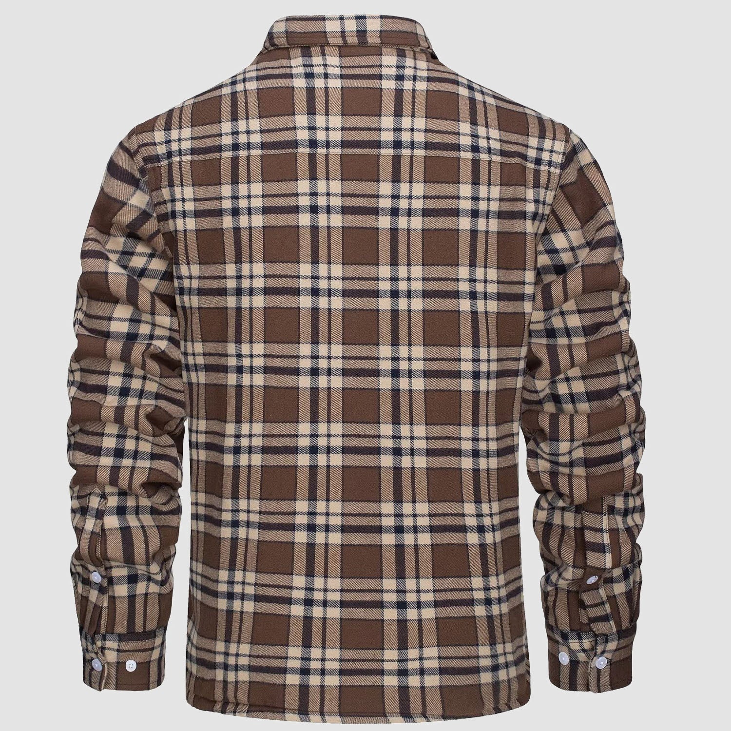 Men’s Fleece Lined Plaid Jacket in Cotton Shirt Style | Warm Winter Casual Coat