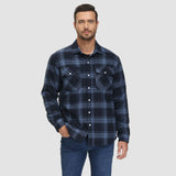Men’s Fleece Lined Plaid Jacket in Cotton Shirt Style | Warm Winter Casual Coat