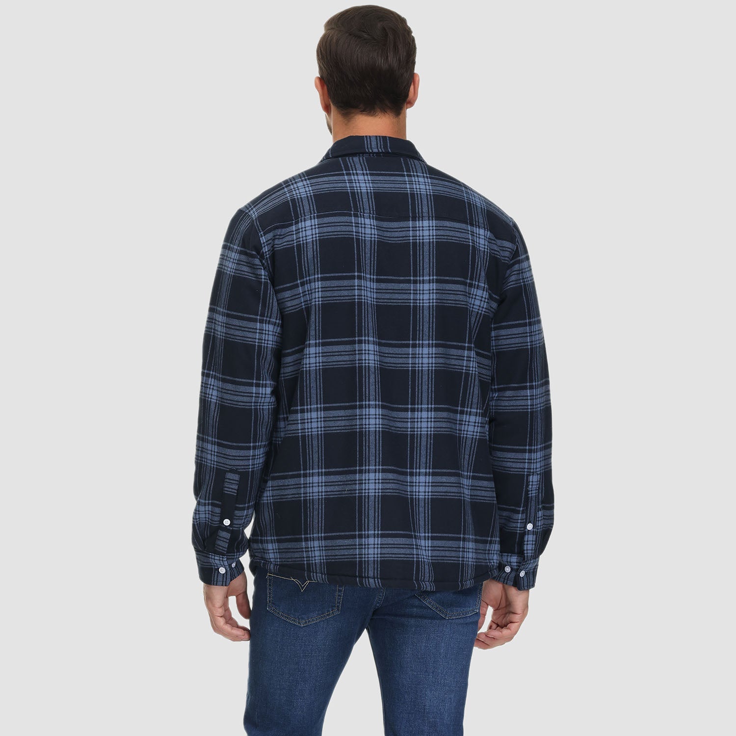Men’s Fleece Lined Plaid Jacket in Cotton Shirt Style | Warm Winter Casual Coat