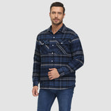 Men’s Fleece Lined Plaid Jacket in Cotton Shirt Style | Warm Winter Casual Coat