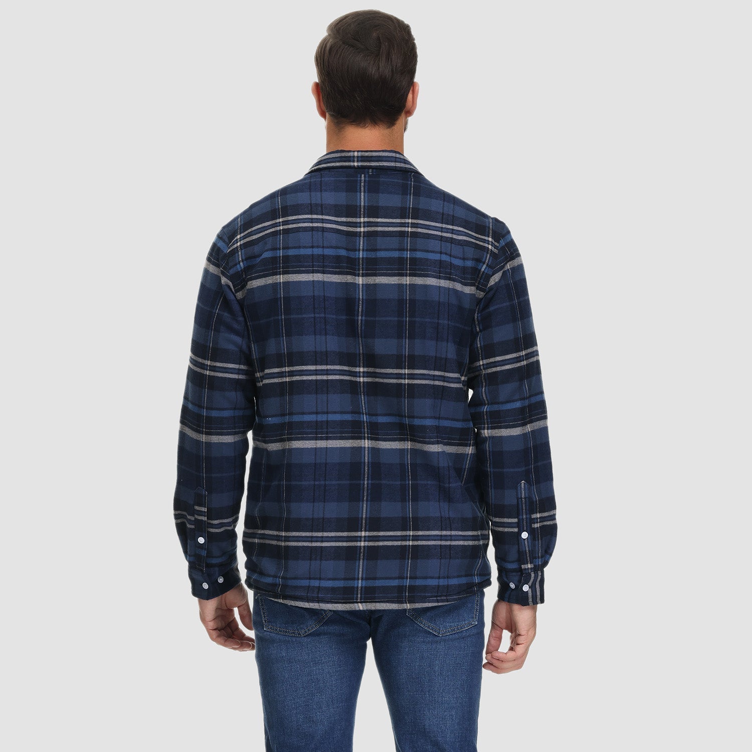 Men’s Fleece Lined Plaid Jacket in Cotton Shirt Style | Warm Winter Casual Coat