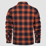 Men’s Fleece Lined Plaid Jacket in Cotton Shirt Style | Warm Winter Casual Coat