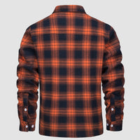 Men’s Fleece Lined Plaid Jacket in Cotton Shirt Style | Warm Winter Casual Coat