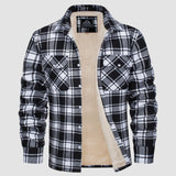 Men’s Fleece Lined Plaid Jacket in Cotton Shirt Style | Warm Winter Casual Coat