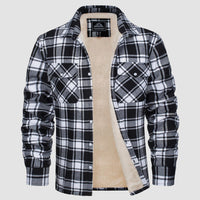 Men’s Fleece Lined Plaid Jacket in Cotton Shirt Style | Warm Winter Casual Coat