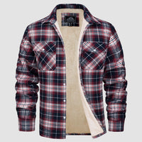 Men’s Fleece Lined Plaid Jacket in Cotton Shirt Style | Warm Winter Casual Coat