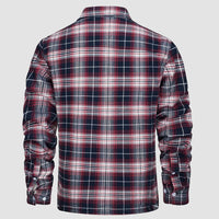 Men’s Fleece Lined Plaid Jacket in Cotton Shirt Style | Warm Winter Casual Coat