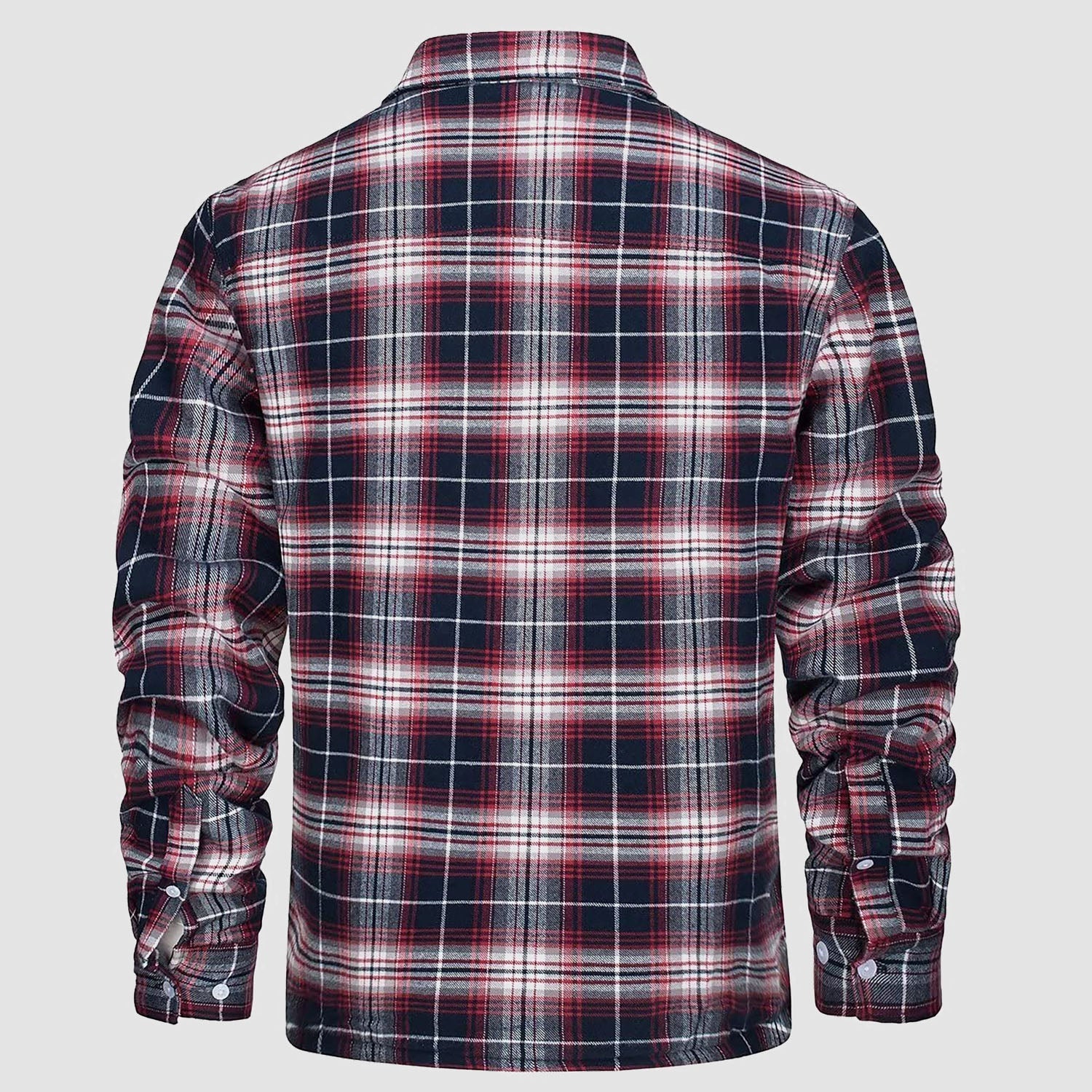 Men’s Fleece Lined Plaid Jacket in Cotton Shirt Style | Warm Winter Casual Coat