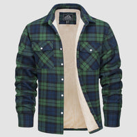 Men’s Fleece Lined Plaid Jacket in Cotton Shirt Style | Warm Winter Casual Coat
