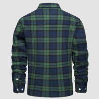 Men’s Fleece Lined Plaid Jacket in Cotton Shirt Style | Warm Winter Casual Coat