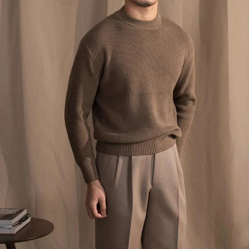 Men’s Wool Ribbed Sweater for Autumn Winter | Classic Warm Knit Jumper