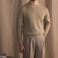 Men’s Wool Ribbed Sweater for Autumn Winter | Classic Warm Knit Jumper