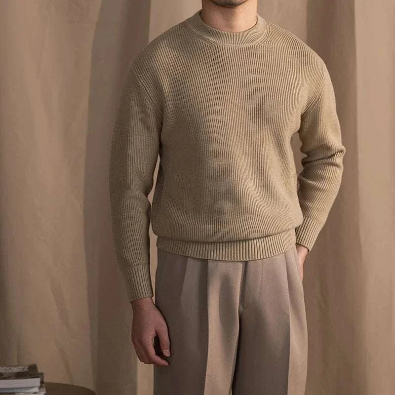 Men’s Wool Ribbed Sweater for Autumn Winter | Classic Warm Knit Jumper