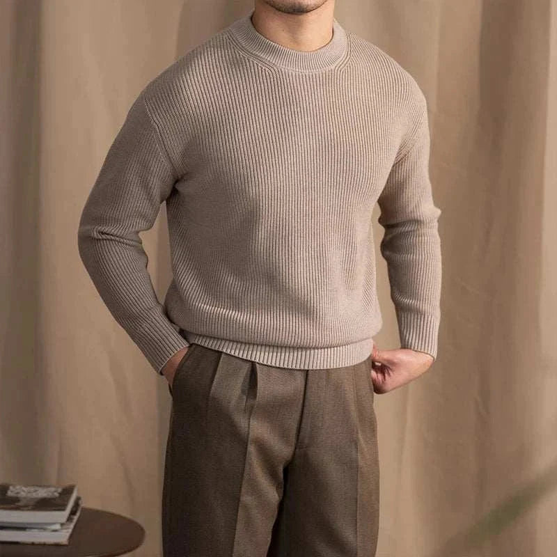 Men’s Wool Ribbed Sweater for Autumn Winter | Classic Warm Knit Jumper
