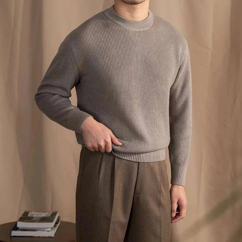 Men’s Wool Ribbed Sweater for Autumn Winter | Classic Warm Knit Jumper